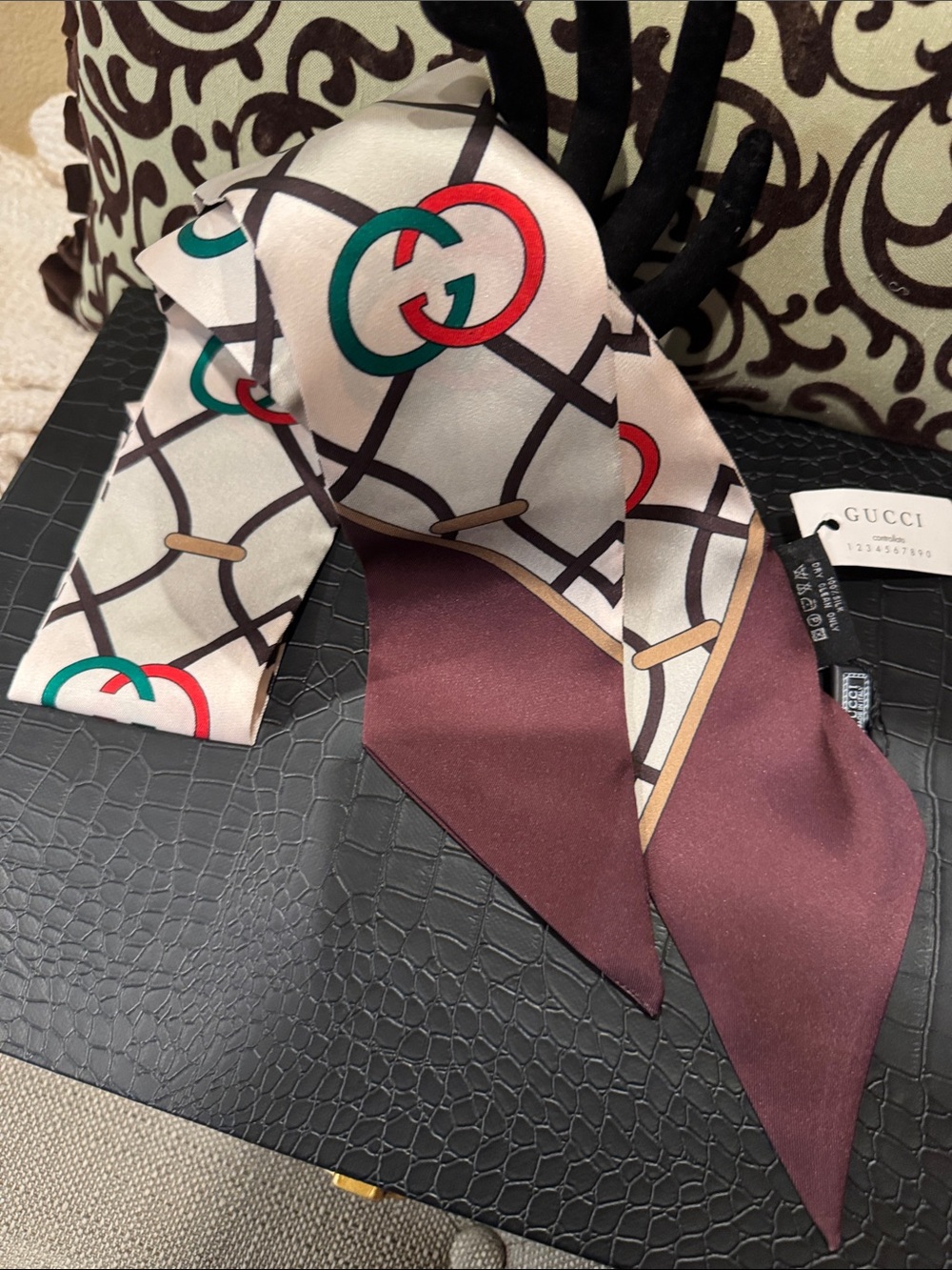 NEW GG 100% Silk Twillie Scarf Tie
